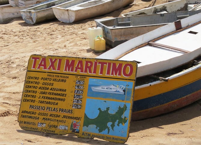 Taxi maritmo Buzios Tabela de preços dos táxis aquáticos. Foto: Blog Vambora!