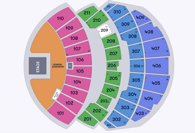 Mapa de assentos MSG Sphere 