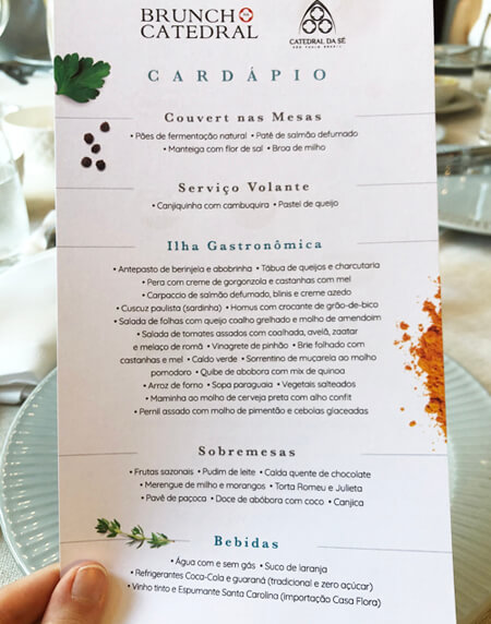 Cardapio brunch da catedral da se- SP